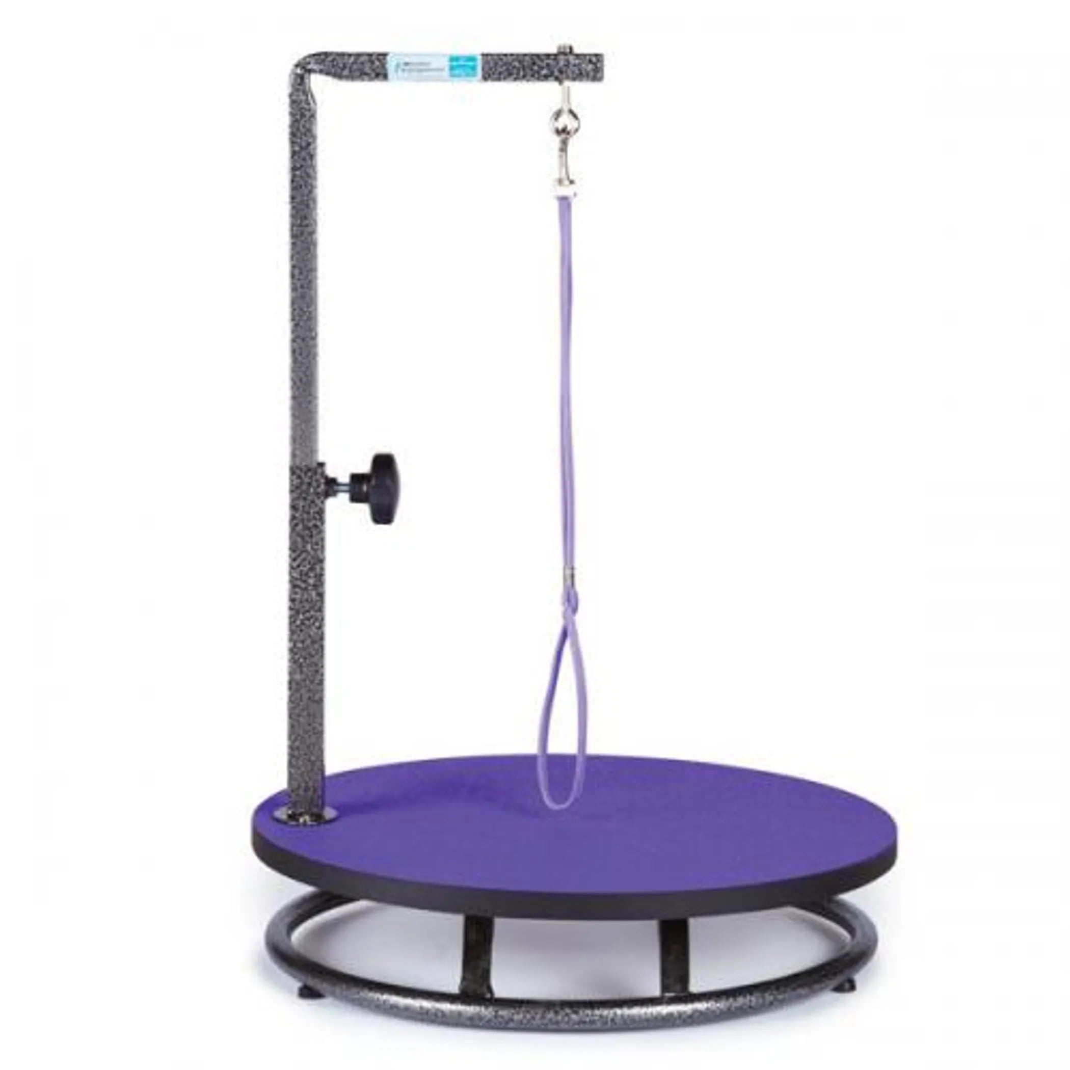Purple swing seat with a stand on a white background