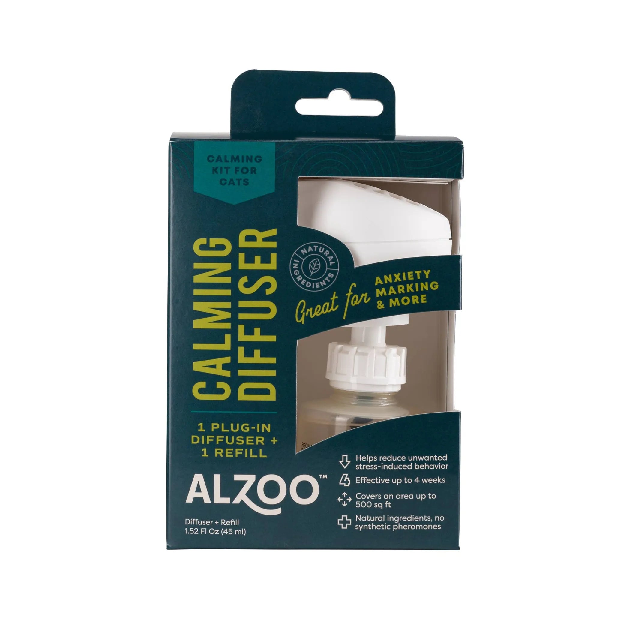 ALZOO calming diffuser packaging with text on a white background