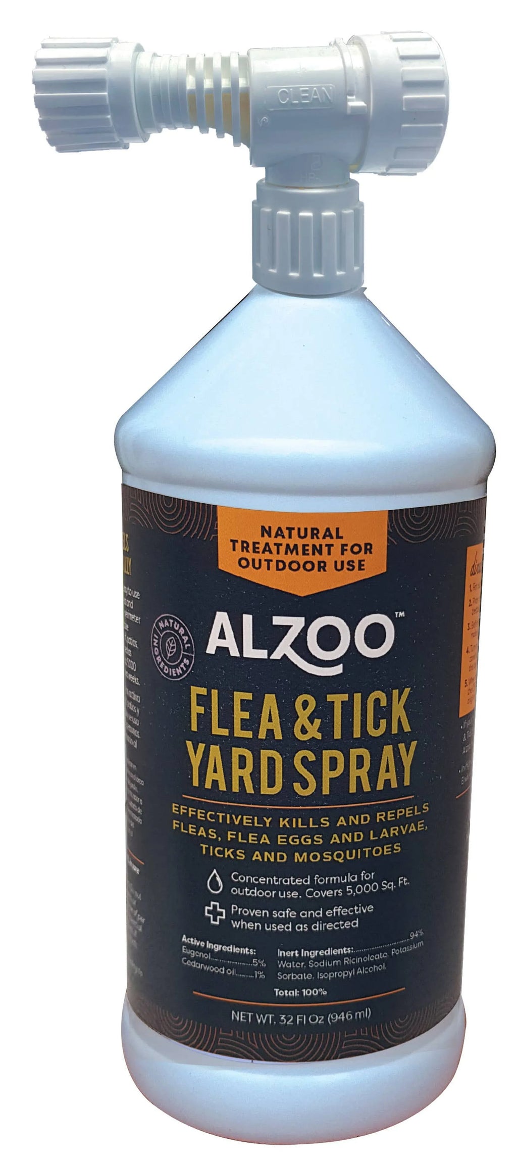 Alzoo flea and tick yardspray bottle on a white background