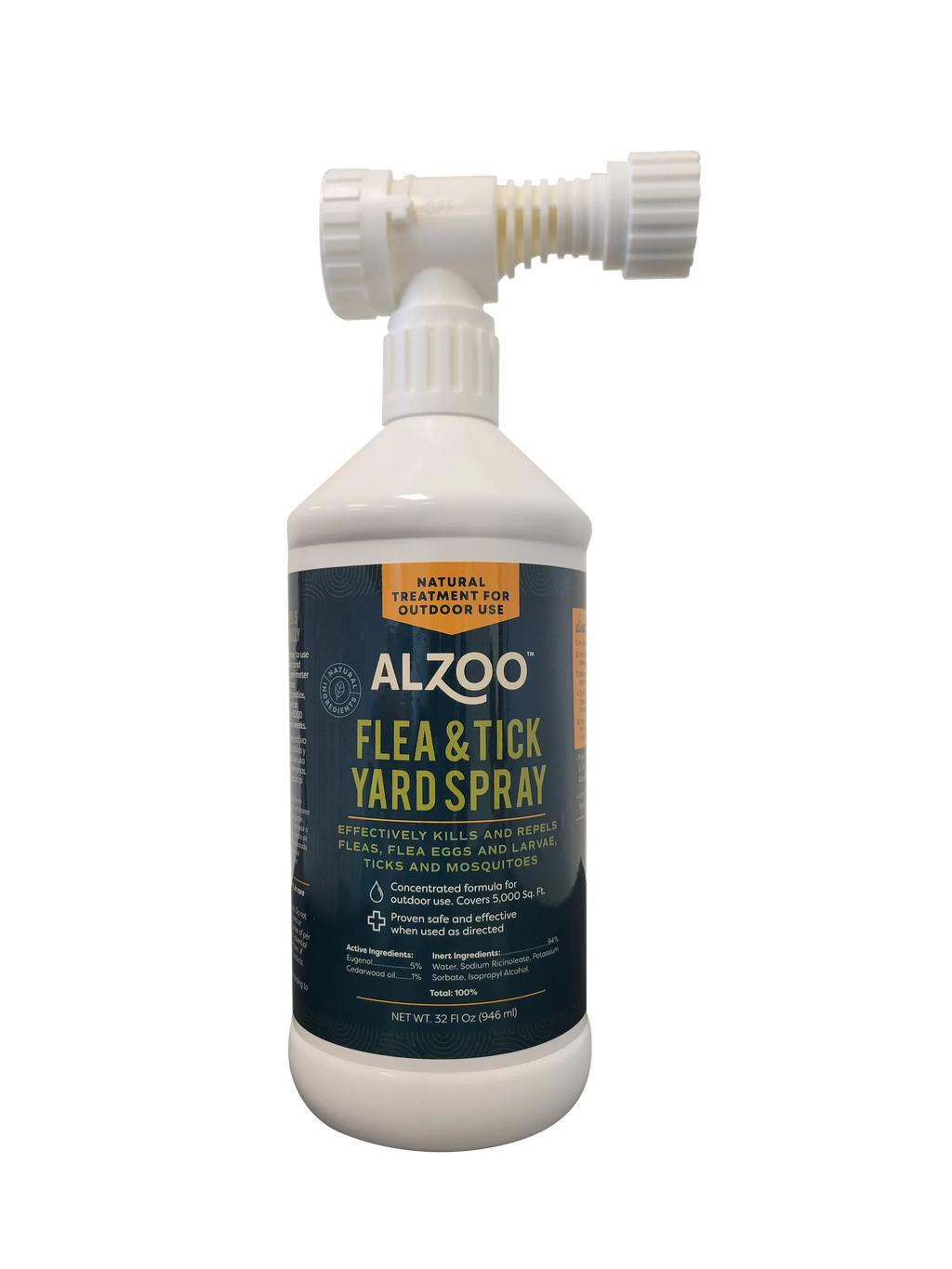 Alzoo flea and tick yard spray bottle on a white background