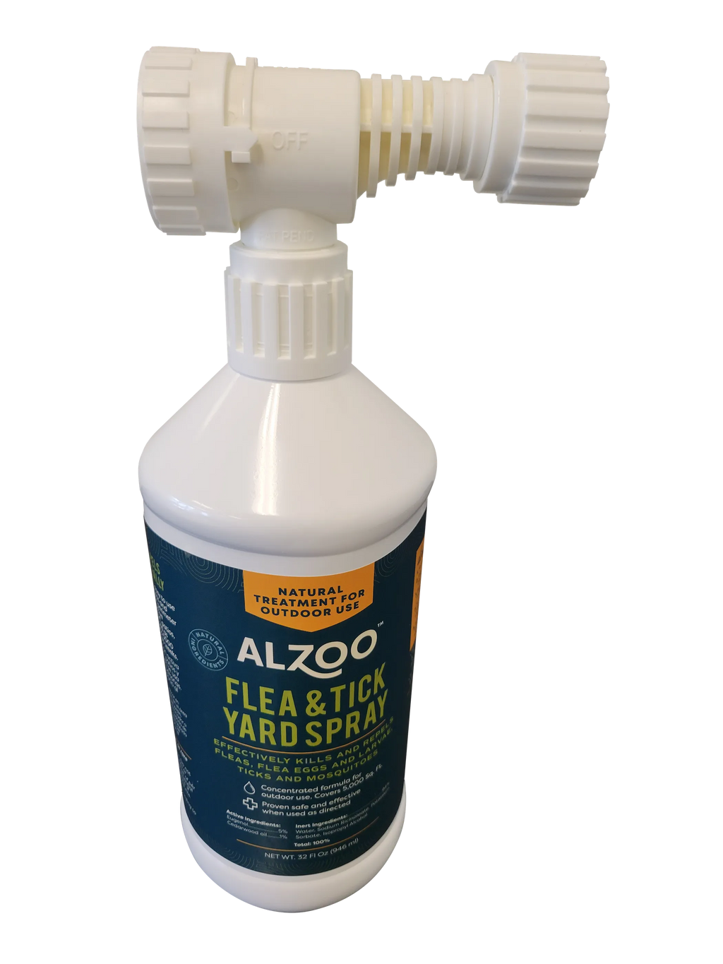 Alzoo flea and tick yard spray bottle on a white background