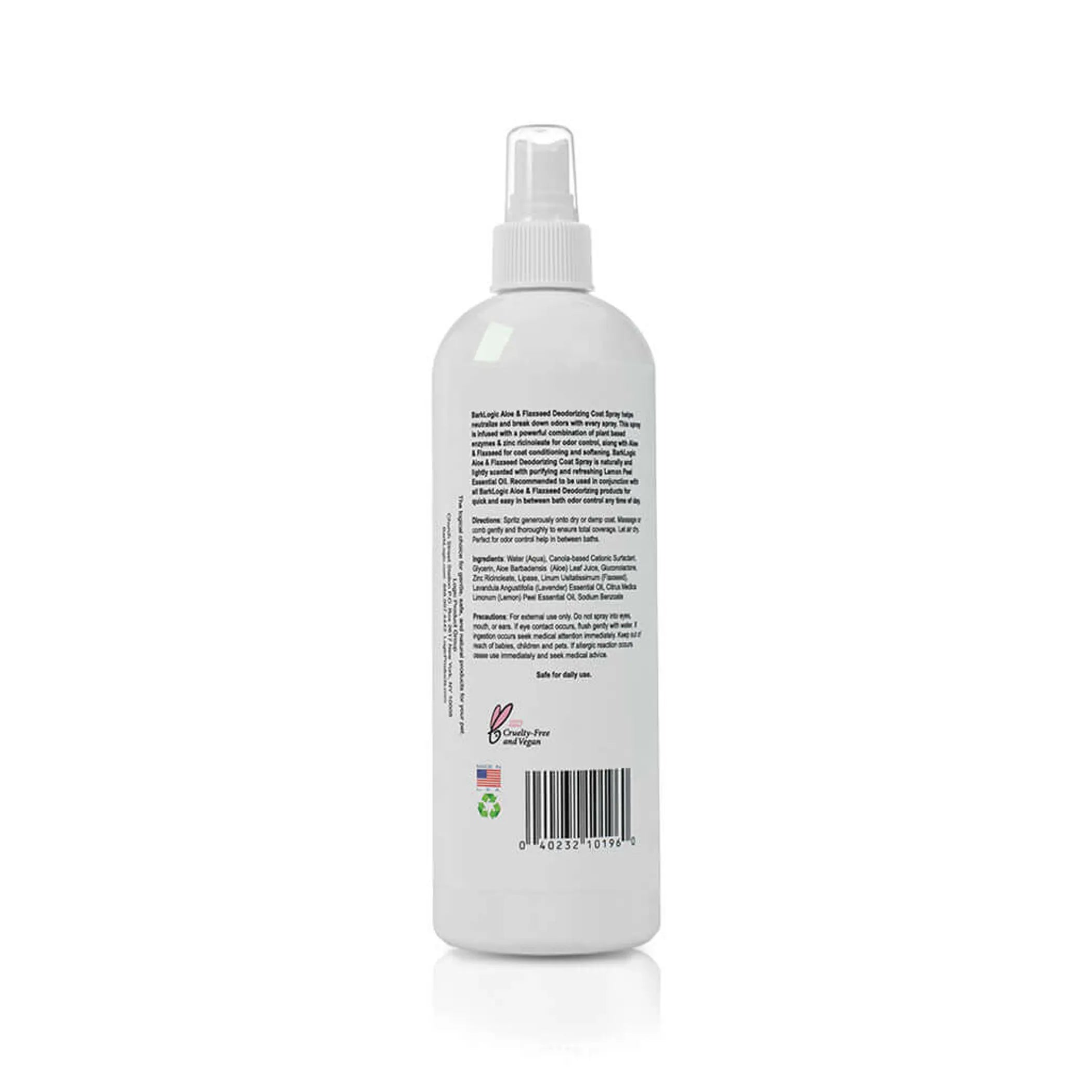 White spray bottle with label on a white background
