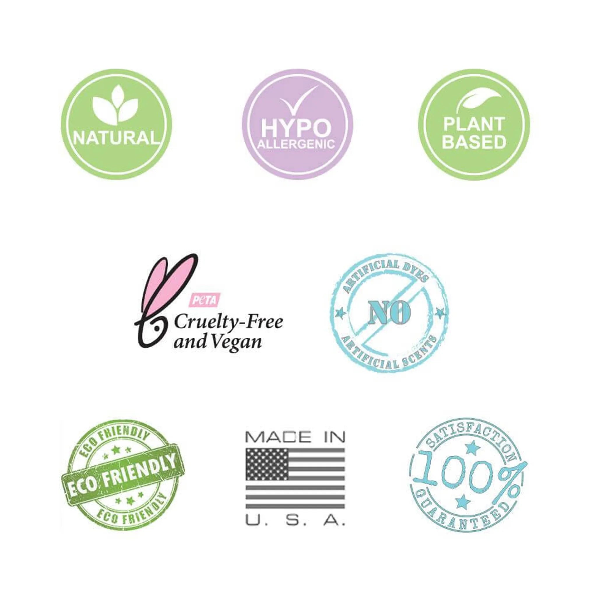 Collection of product certification logos on a white background