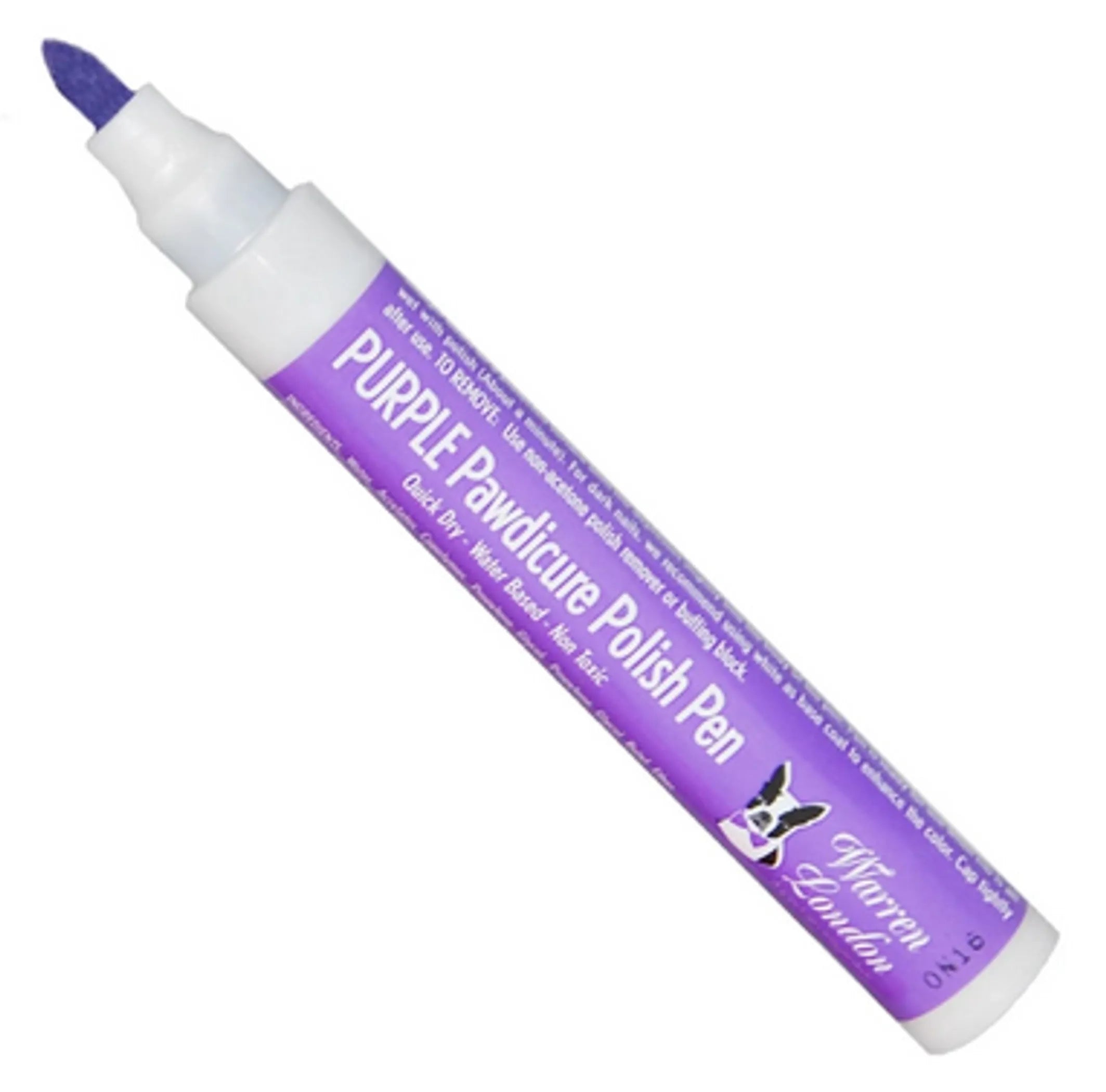 Purple pawdique polish pen on a white background