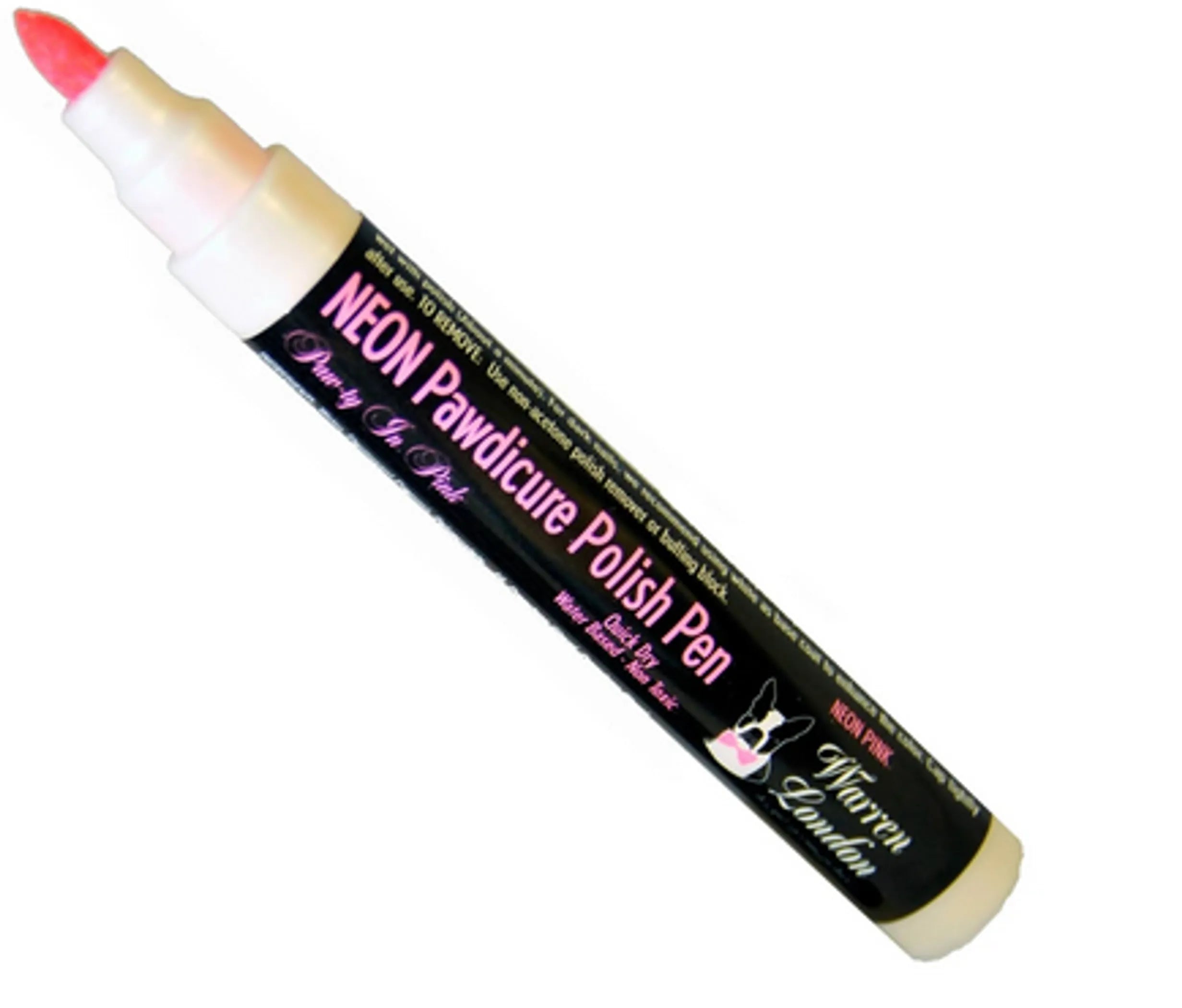 Neon pawdicure polish pen with pink tip on a white background
