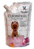 Cleopatra's Doggy Milk Bath packaging with a dog illustration on a white background